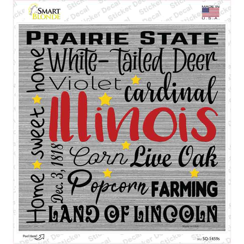 Illinois Motto Novelty Square Sticker Decal Small