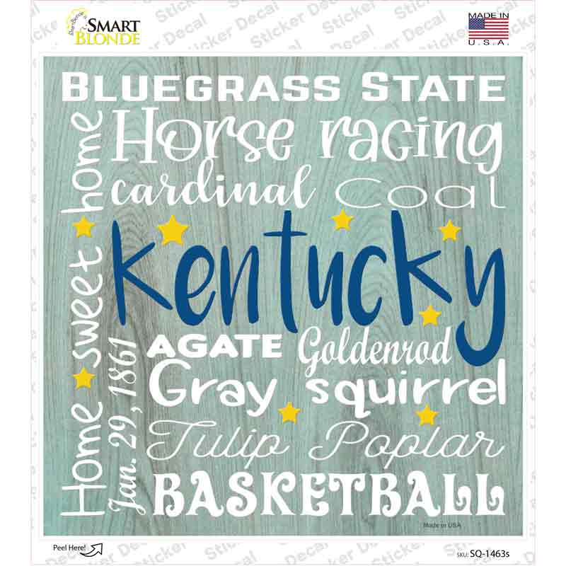 Kentucky Motto Novelty Square Sticker Decal Small