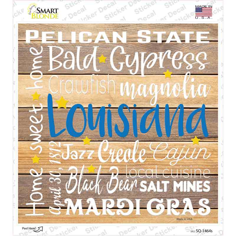 Louisiana Motto Novelty Square Sticker Decal Small