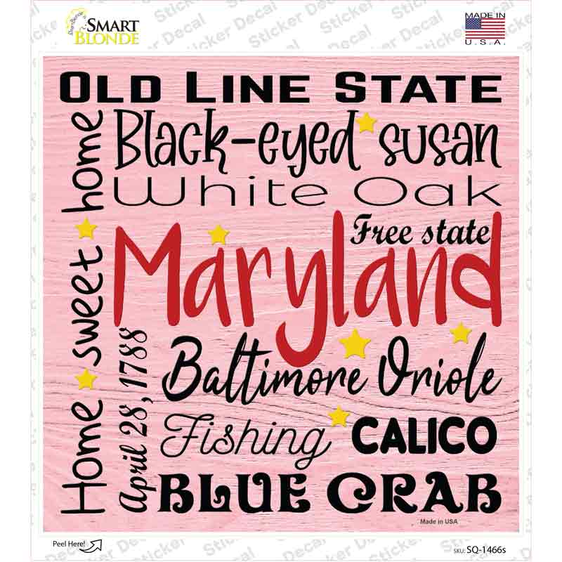 Maryland Motto Novelty Square Sticker Decal Small