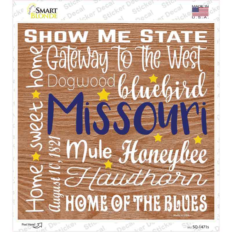 Missouri Motto Novelty Square Sticker Decal Small