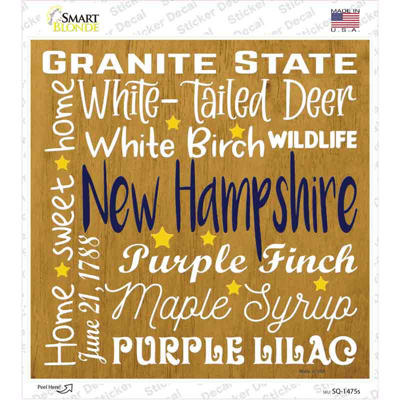 New Hampshire Motto Novelty Square Sticker Decal Small