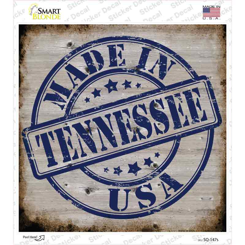 Tennessee Stamp On Wood Novelty Square Sticker Decal Small