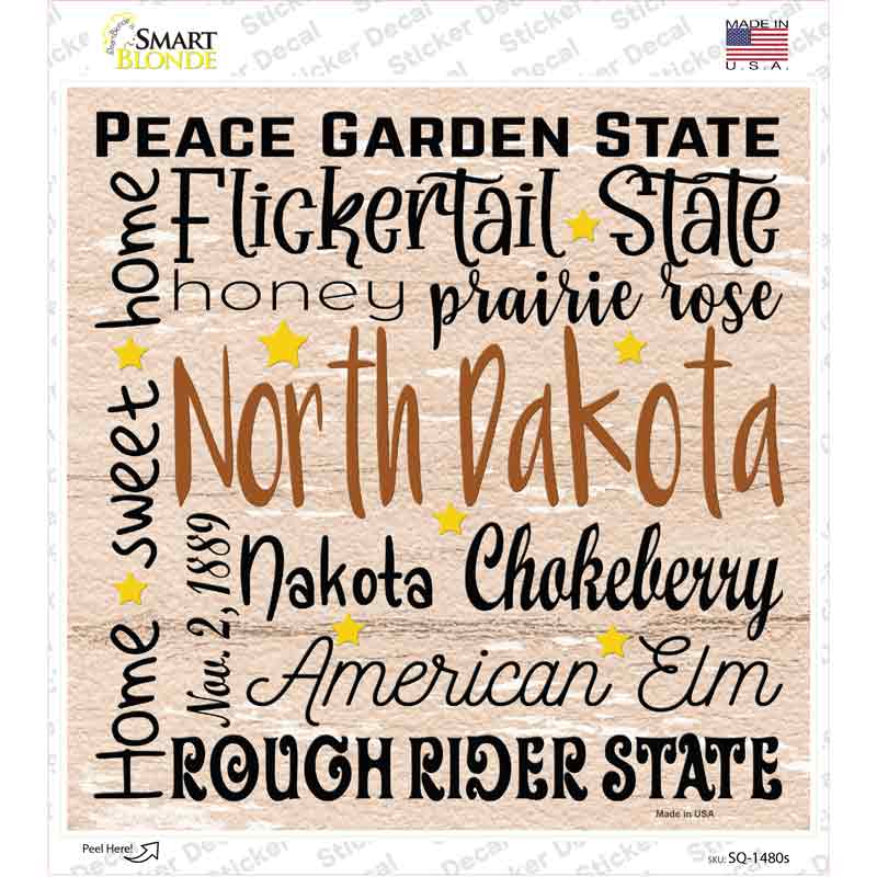 North Dakota Motto Novelty Square Sticker Decal