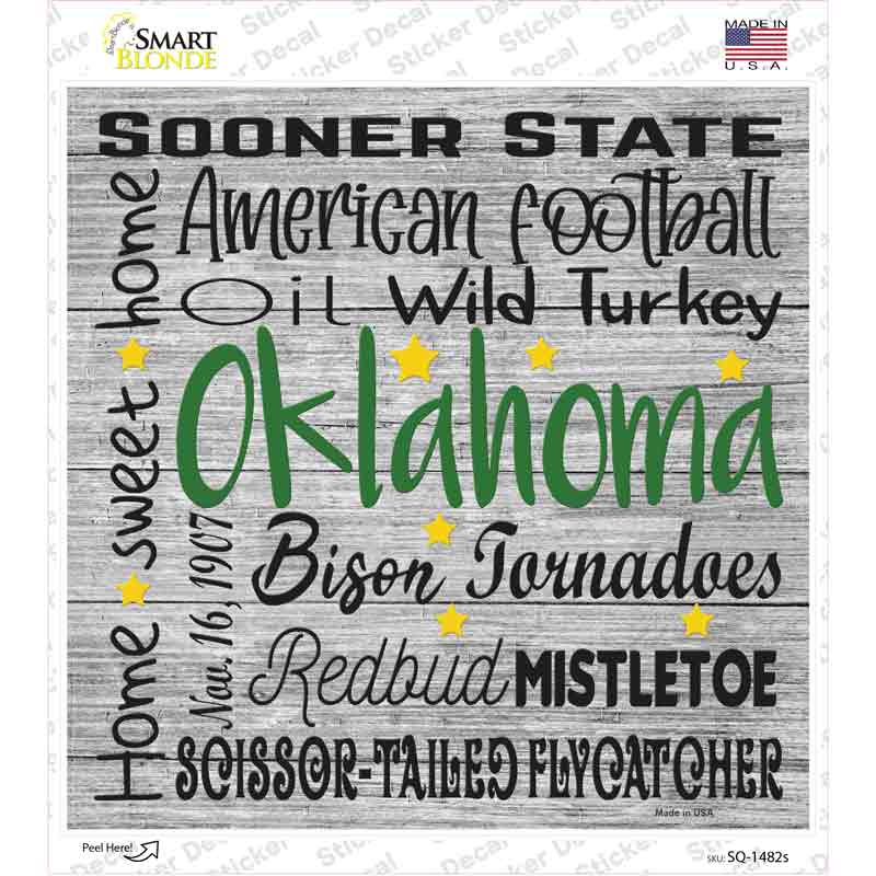 Oklahoma Motto Novelty Square Sticker Decal Small