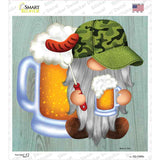 Beer Camo Grilling Gnome Novelty Square Sticker Decal