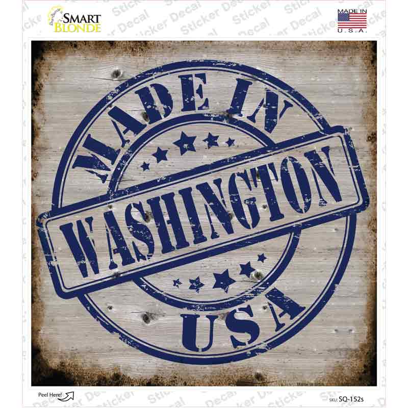 Washington Stamp On Wood Novelty Square Sticker Decal Small