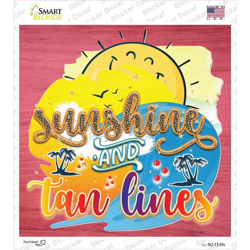 Sunshine Tan Lines Novelty Square Sticker Decal | Smart Blonde