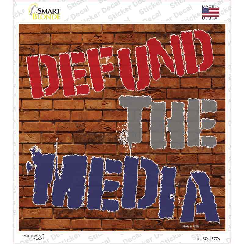 Defund The Media Novelty Square Sticker Decal Small