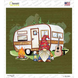 Camping Gnome Novelty Square Sticker Decal Small