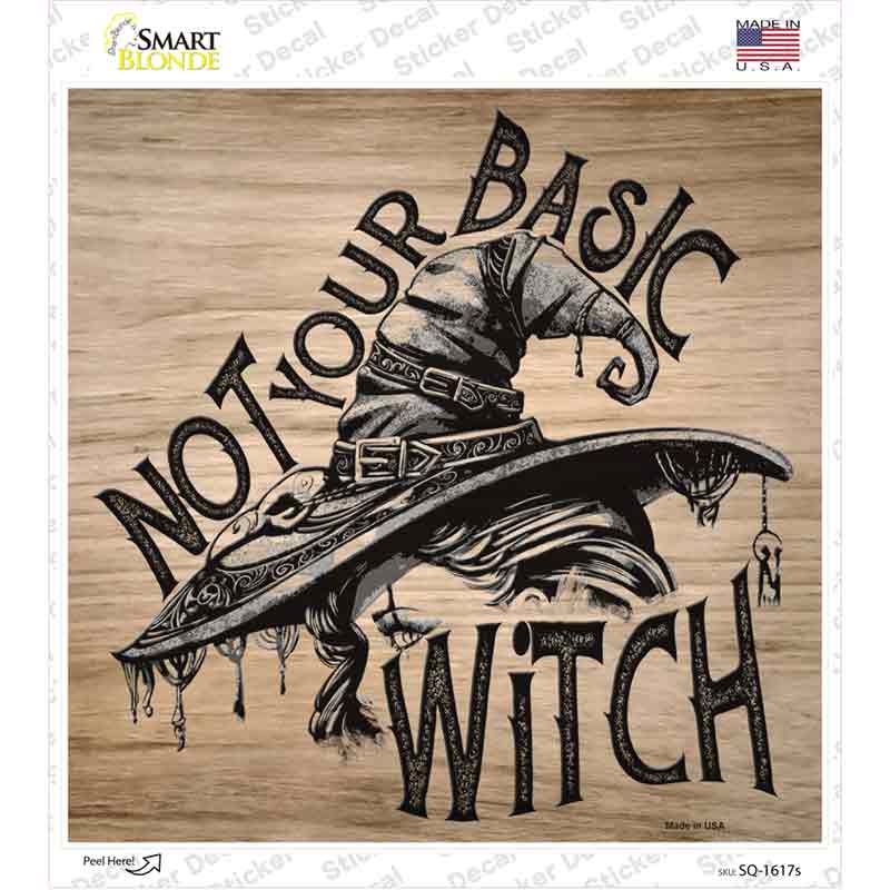 Not Your Basic Witch Novelty Square Sticker Decal Small