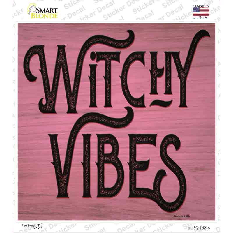 Witchy Vibes Pink Novelty Square Sticker Decal Small