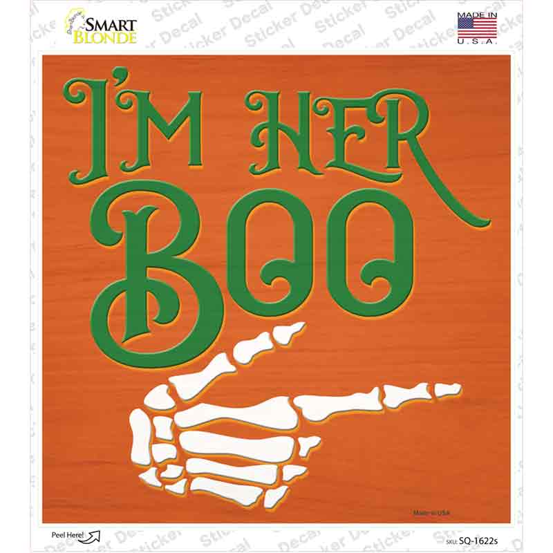 Im Her Boo Orange Novelty Square Sticker Decal Small