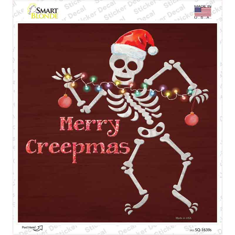 Merry Creepmas Novelty Square Sticker Decal Small