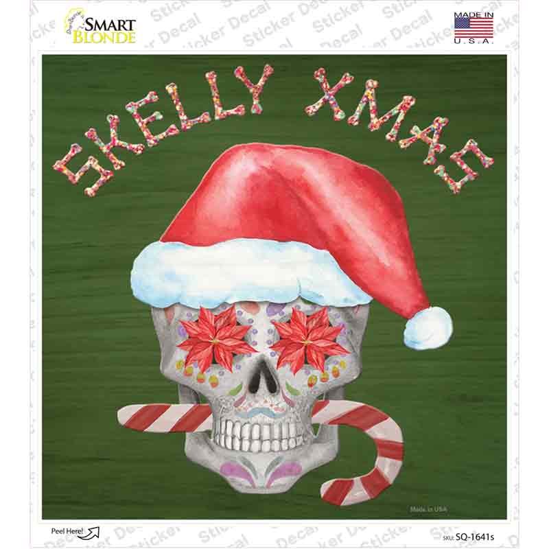 Skelly Xmas Novelty Square Sticker Decal Small