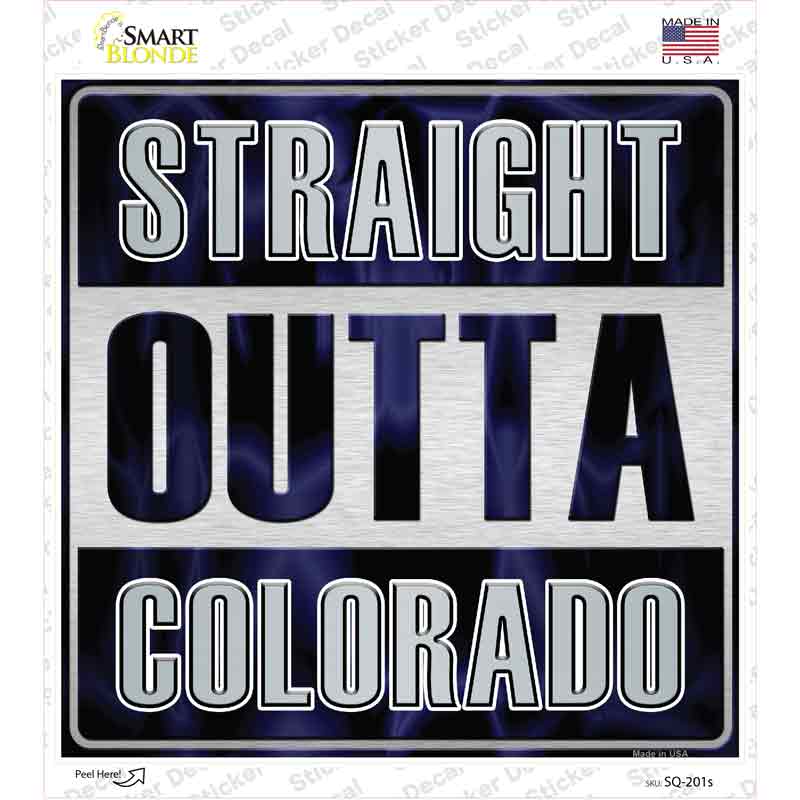 Straight Outta Colorado Novelty Square Sticker Decal Small