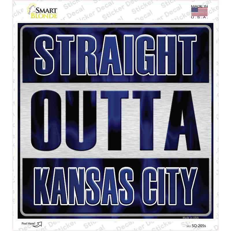 Straight Outta Kansas City Blue Novelty Square Sticker Decal Small