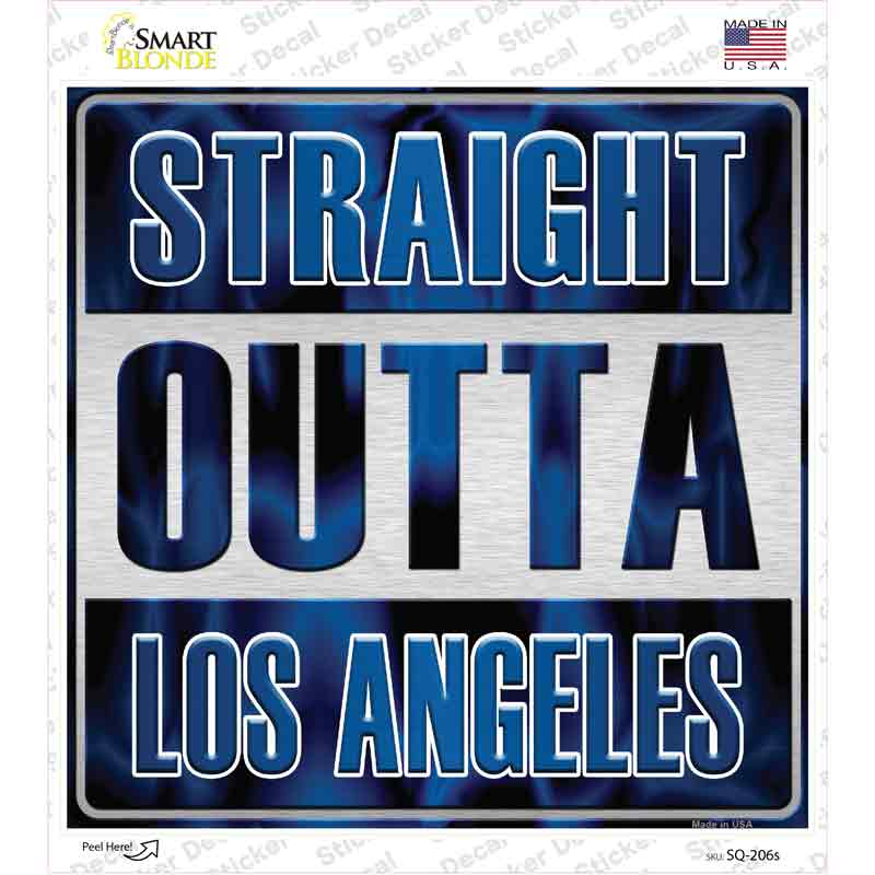 Straight Outta Los Angeles Blue Novelty Square Sticker Decal Small