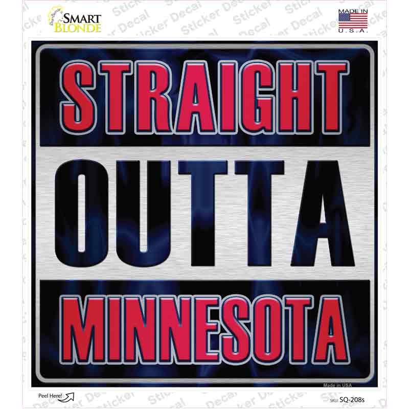 Straight Outta Minnesota Red Novelty Square Sticker Decal Small