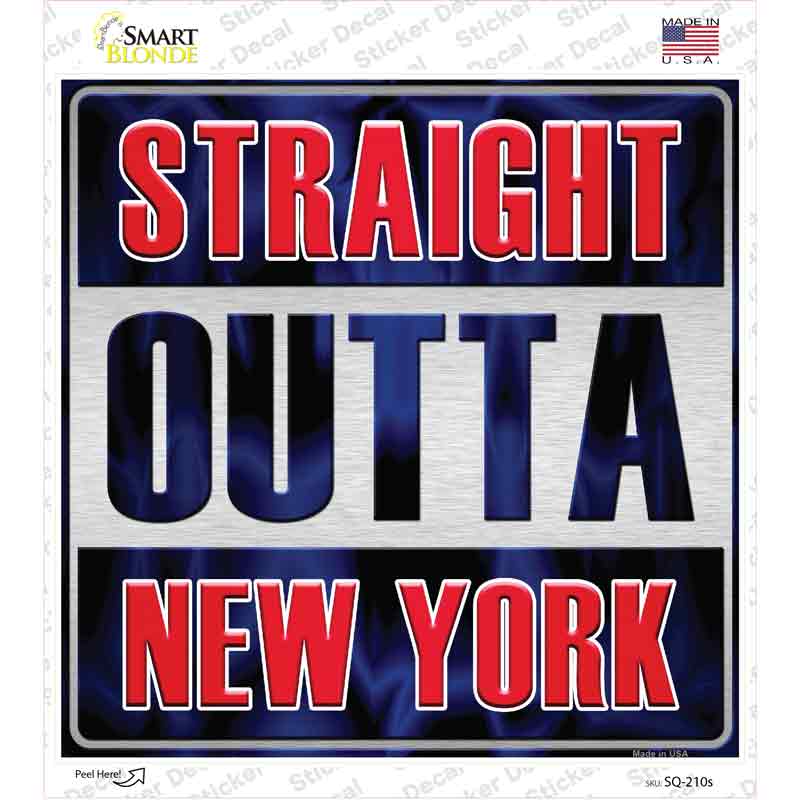 Straight Outta New York Red Novelty Square Sticker Decal Small