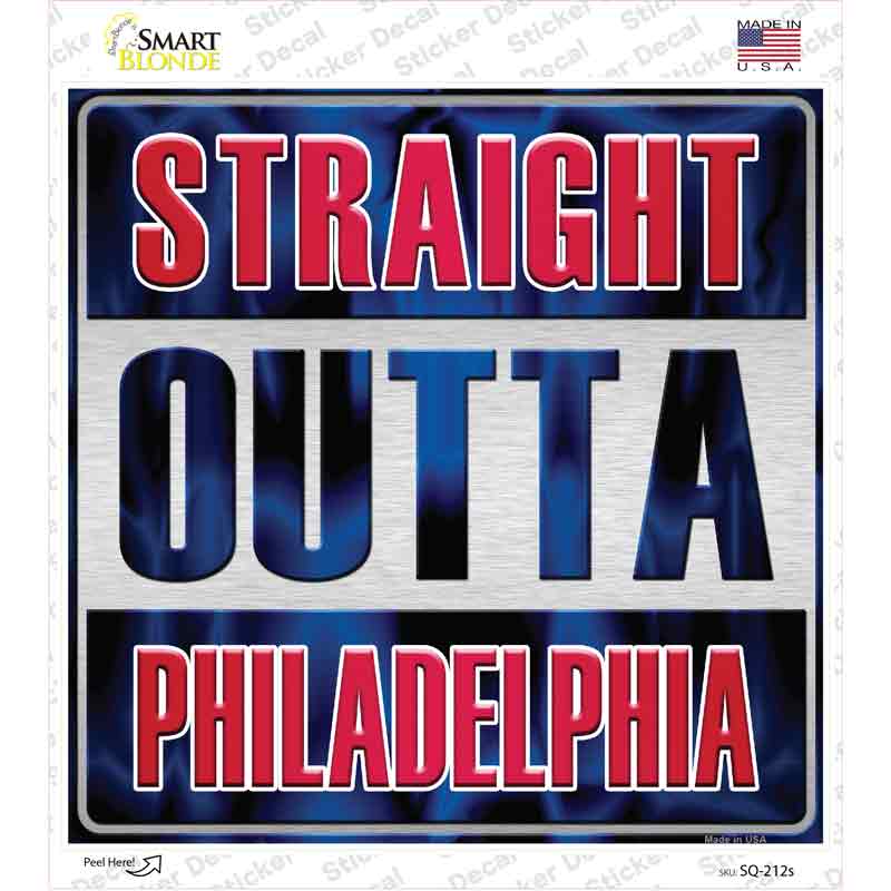 Straight Outta Philadelphia Red Blue Novelty Square Sticker Decal Small