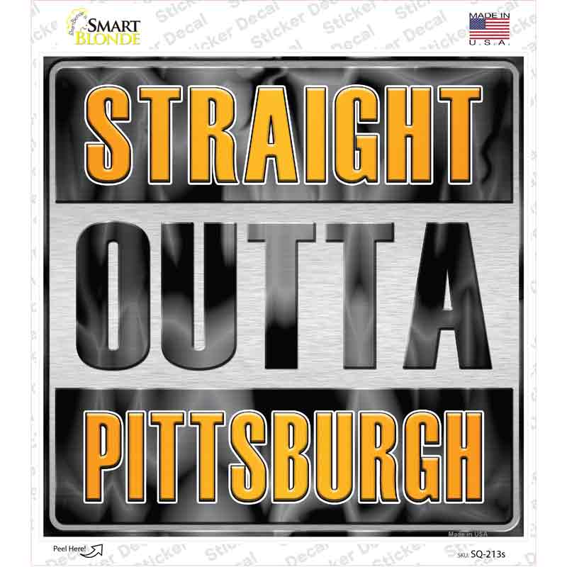 Straight Outta Pittsburgh Yellow Novelty Square Sticker Decal Small