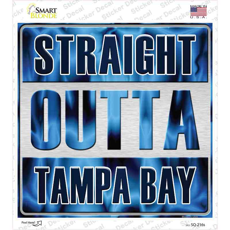 Straight Outta Tampa Bay Black Novelty Square Sticker Decal Small