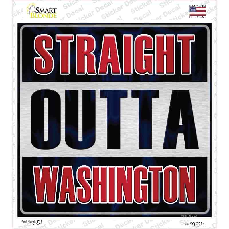 Straight Outta Washington Red Novelty Square Sticker Decal Small