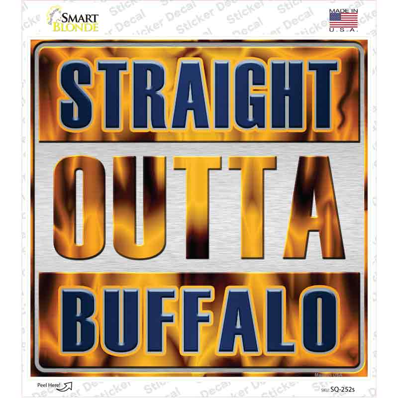 Straight Outta Buffalo Blue Novelty Square Sticker Decal Small