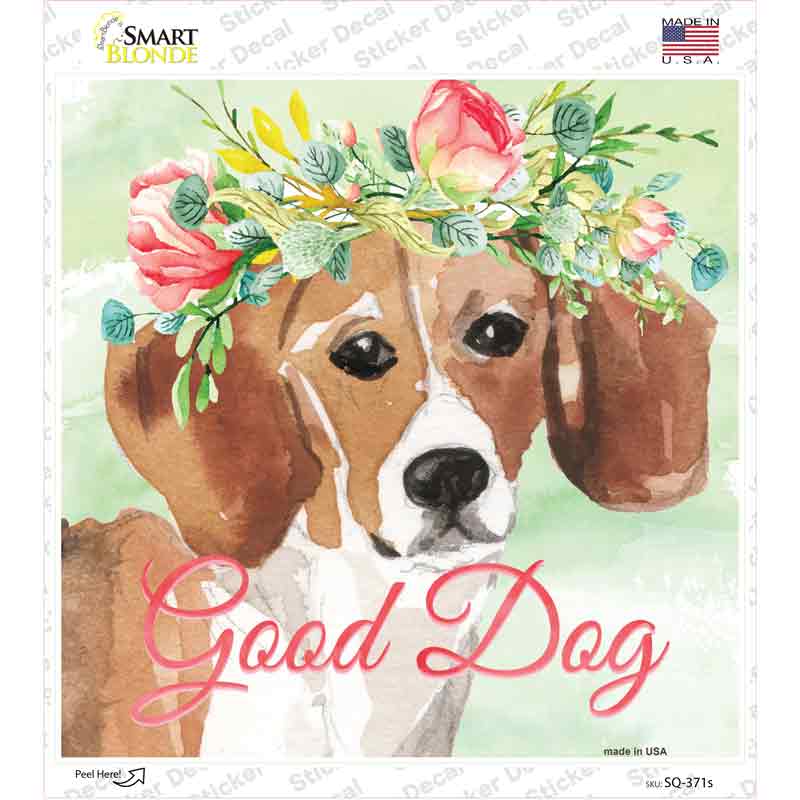 Beagle Good Dog Novelty Square Sticker Decal Small