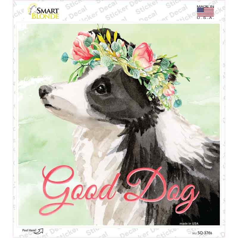 Border Collie Good Dog Novelty Square Sticker Decal Small