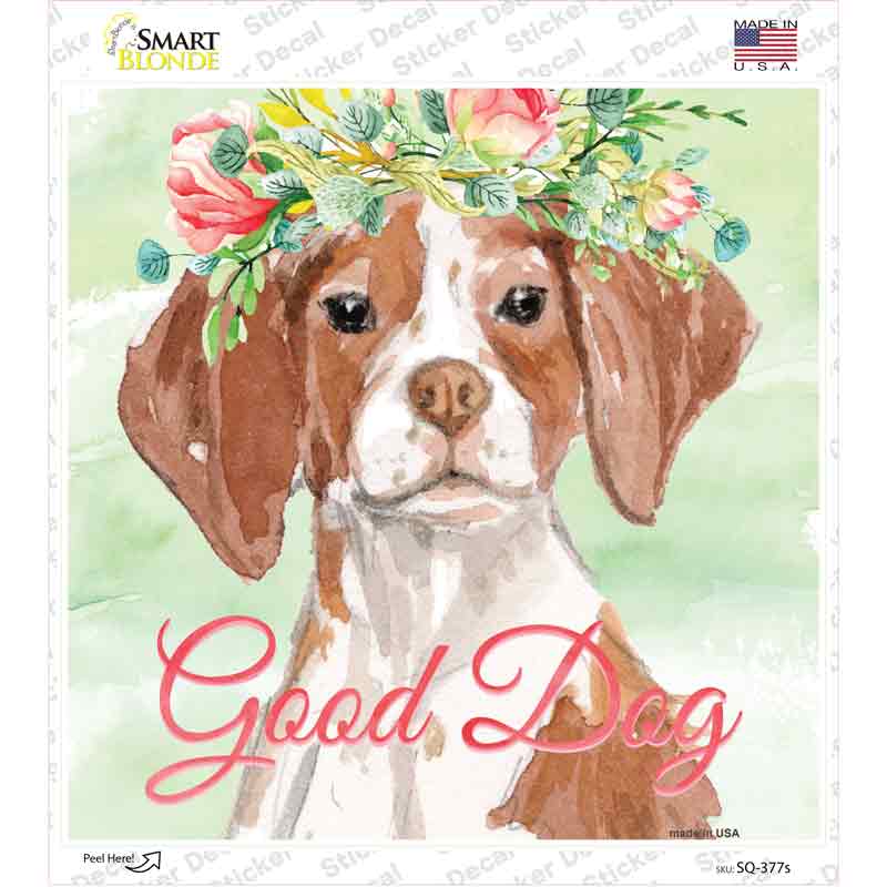 Brittany Good Dog Novelty Square Sticker Decal Small