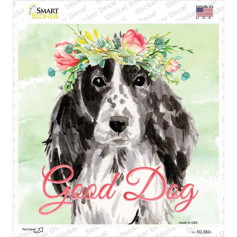 Black Cocker Spaniel Good Dog Novelty Square Sticker Decal