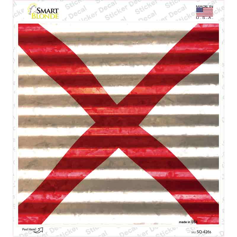 Alabama Flag Corrugated Effect Novelty Square Sticker Decal Small