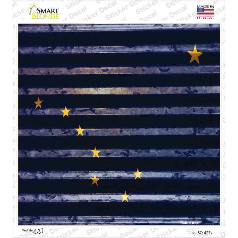 Alaska Flag Corrugated Effect Novelty Square Sticker Decal Small