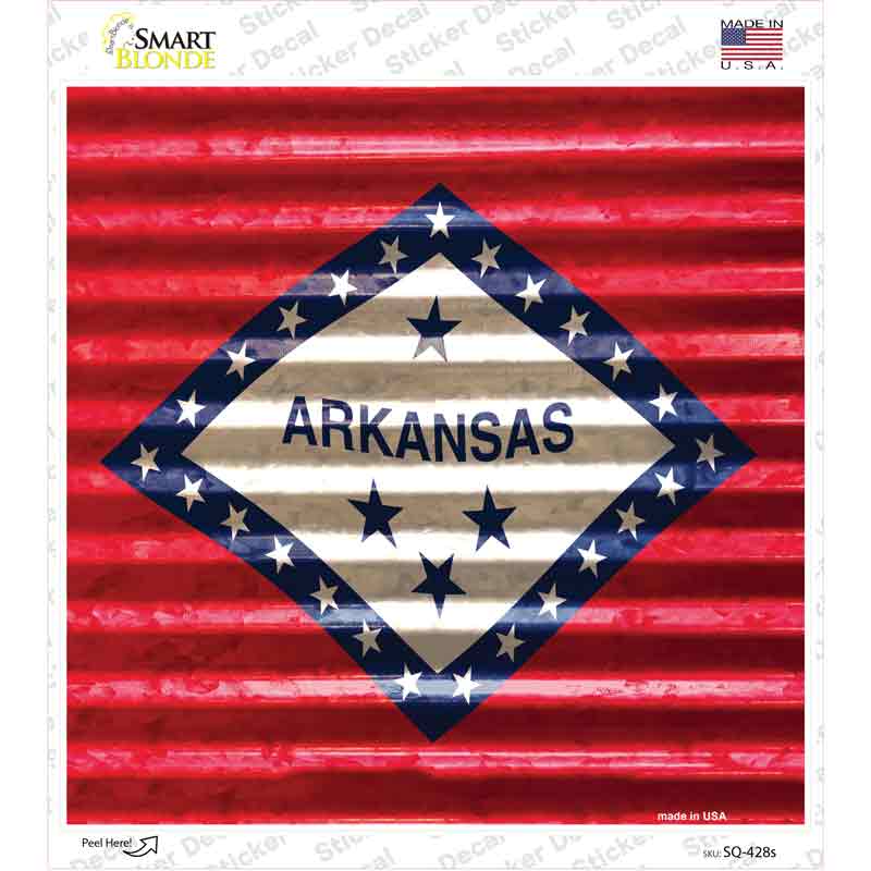 Arkansas Flag Corrugated Effect Novelty Square Sticker Decal Small