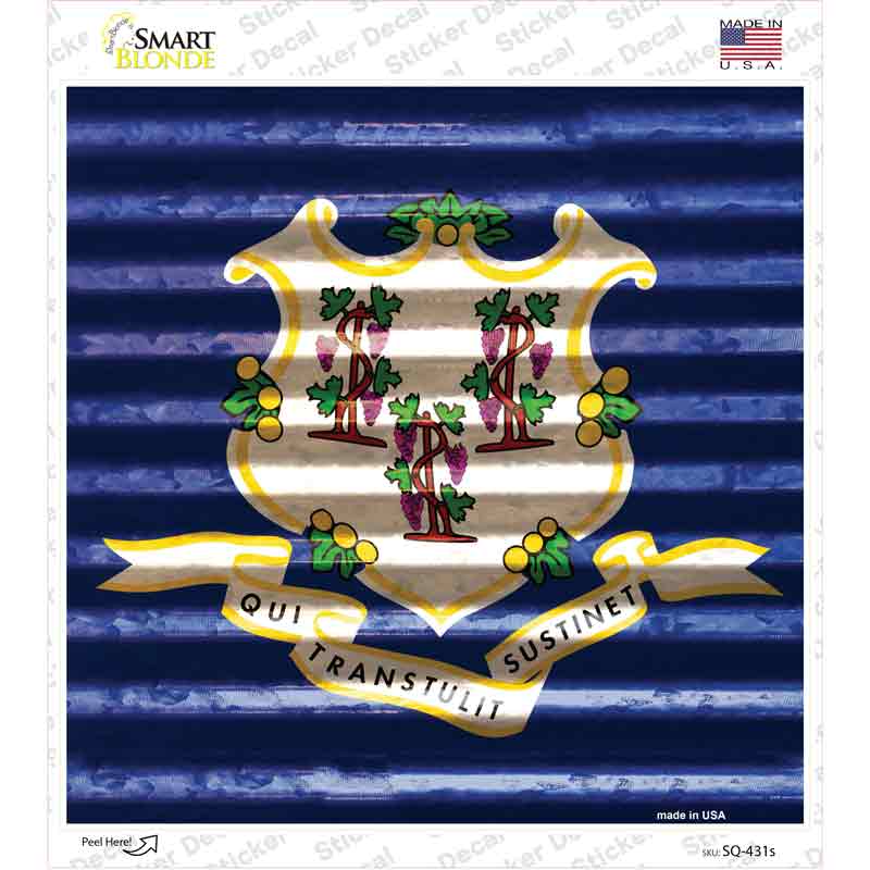 Connecticut Flag Corrugated Effect Novelty Square Sticker Decal Small