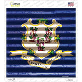 Connecticut Flag Corrugated Effect Novelty Square Sticker Decal Small