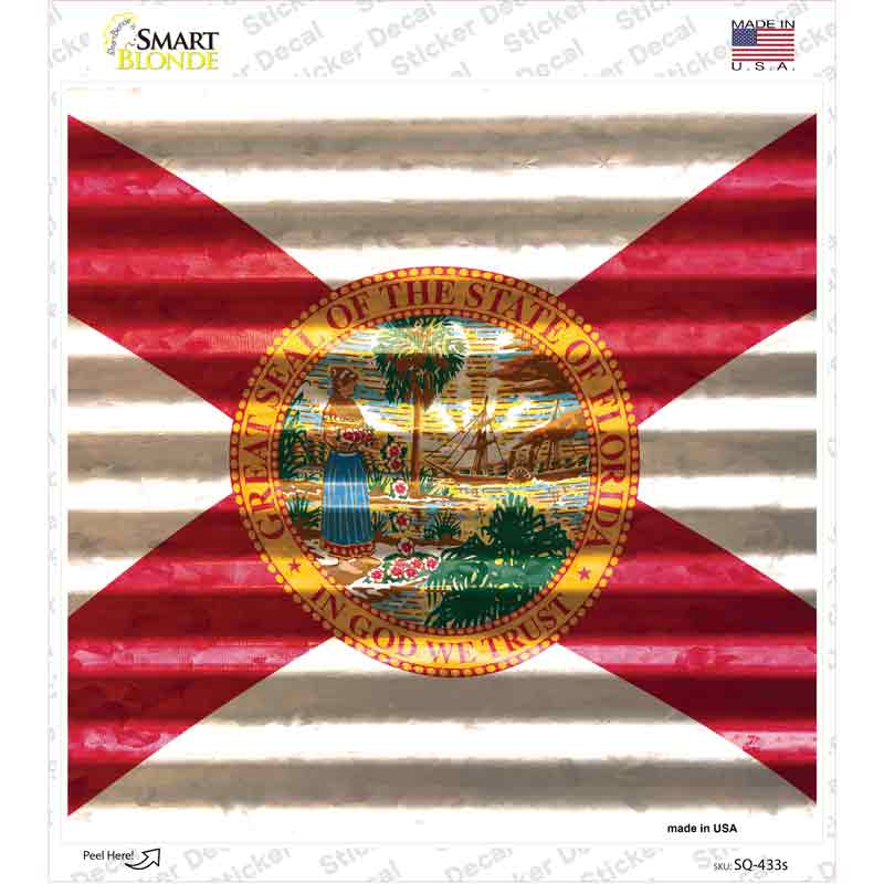 Florida Flag Corrugated Effect Novelty Square Sticker Decal Small