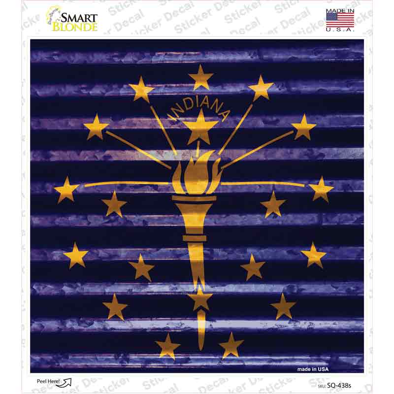 Indiana Flag Corrugated Effect Novelty Square Sticker Decal Small