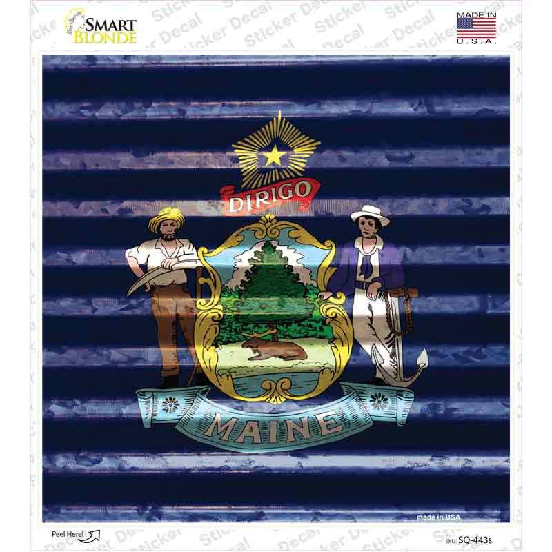 Maine Flag Corrugated Effect Novelty Square Sticker Decal Small