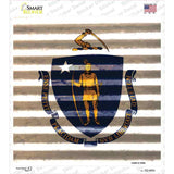 Massachusetts Flag Corrugated Effect Novelty Square Sticker Decal Small