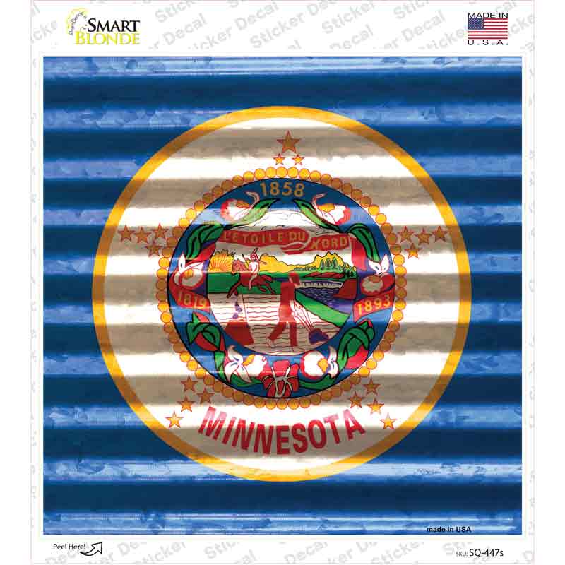 Minnesota Flag Corrugated Effect Novelty Square Sticker Decal Small