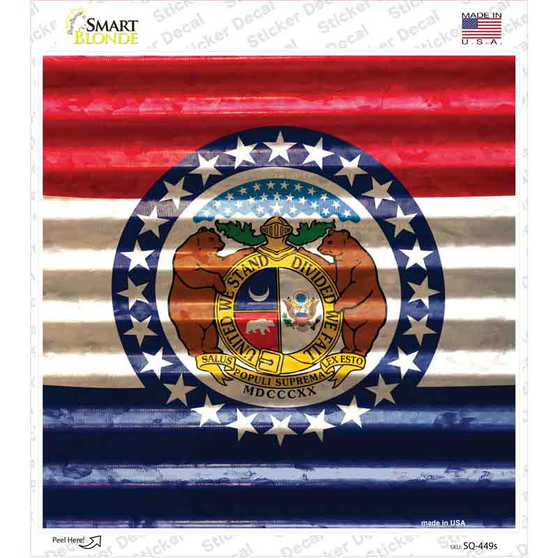 Missouri Flag Corrugated Effect Novelty Square Sticker Decal Small