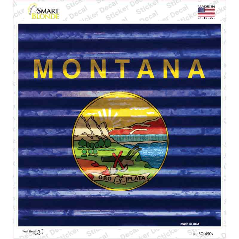 Montana Flag Corrugated Effect Novelty Square Sticker Decal Small