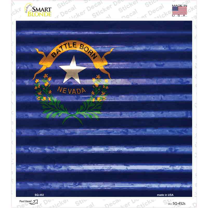 Nevada Flag Corrugated Effect Novelty Square Sticker Decal Small