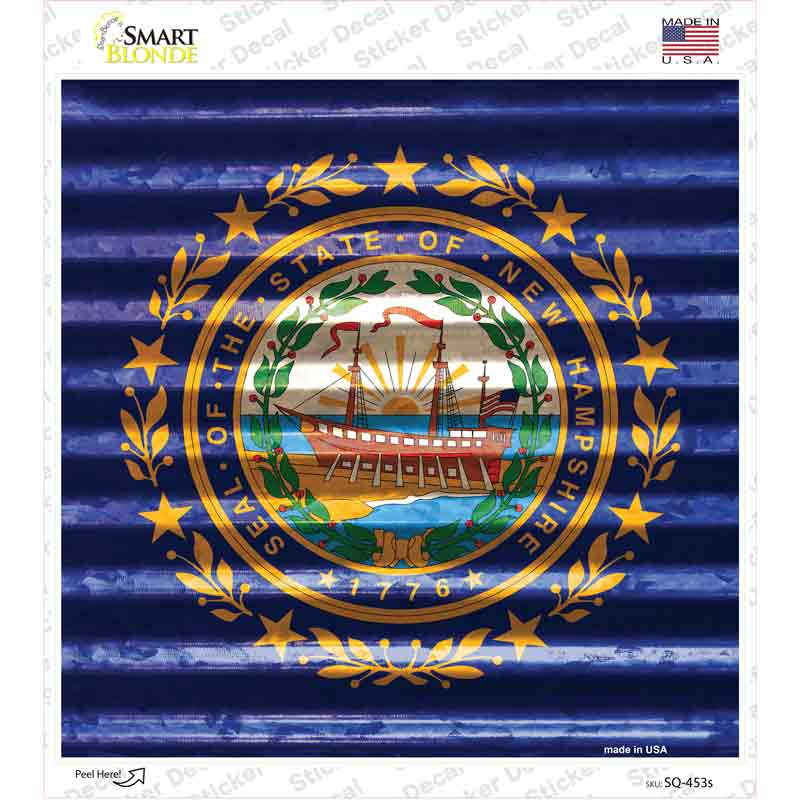 New Hampshire Flag Corrugated Effect Novelty Square Sticker Decal Small