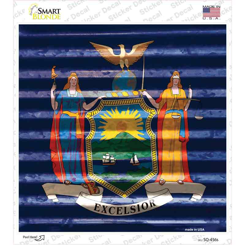 New York Flag Corrugated Effect Novelty Square Sticker Decal Small