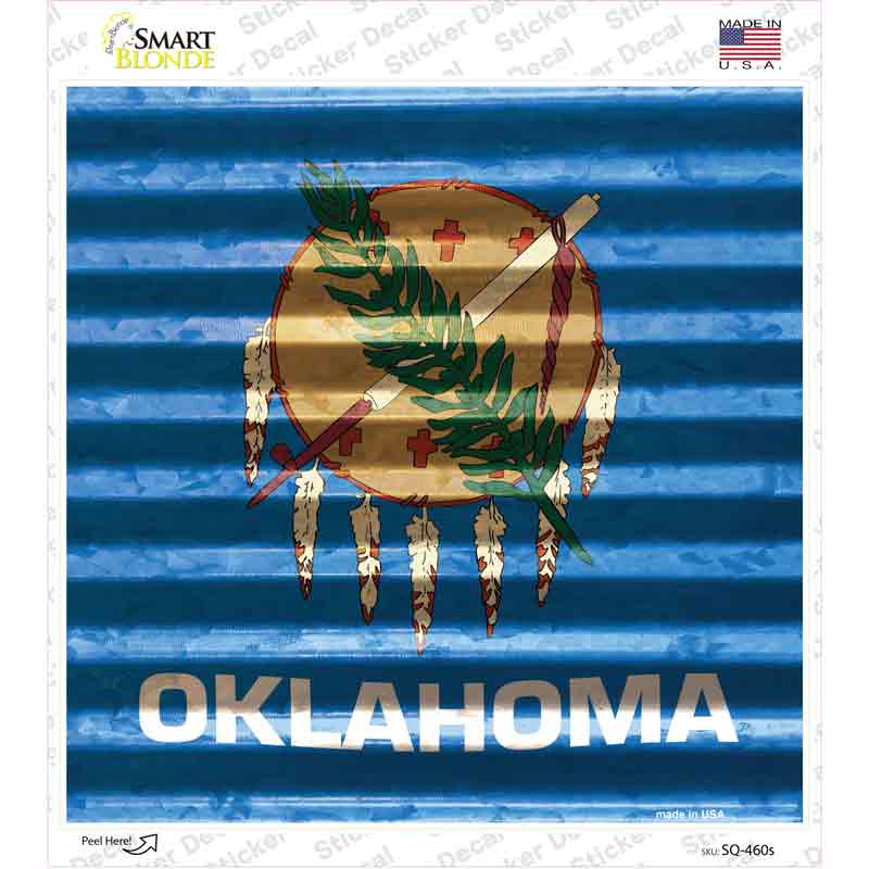 Oklahoma Flag Corrugated Effect Novelty Square Sticker Decal Small