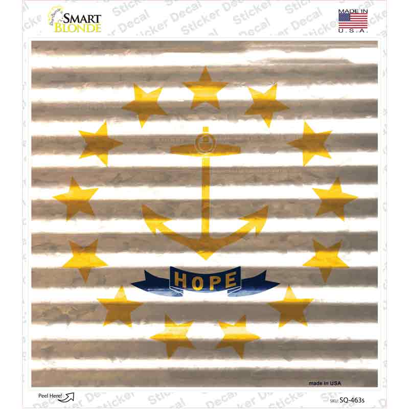 Rhode Island Flag Corrugated Effect Novelty Square Sticker Decal Small